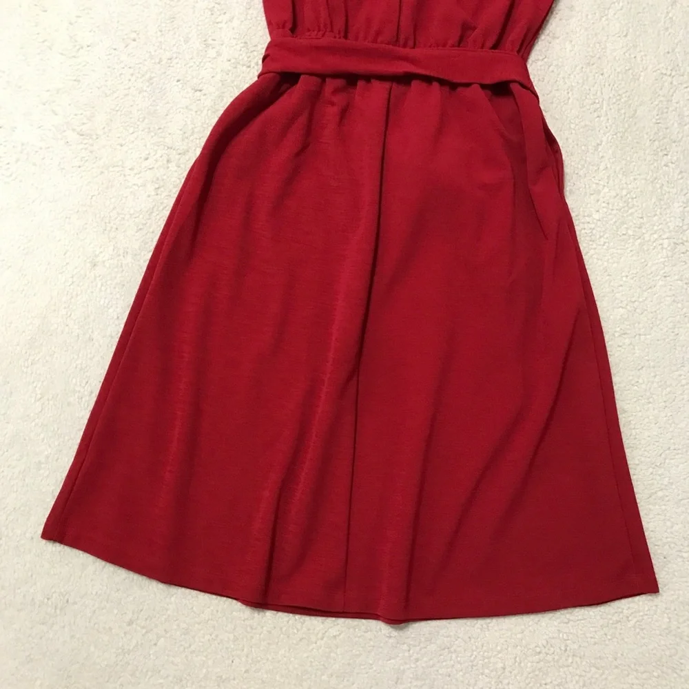Banana Republic Midi Dress Red Flutter Sleeve On / Off Shoulder Size XS
